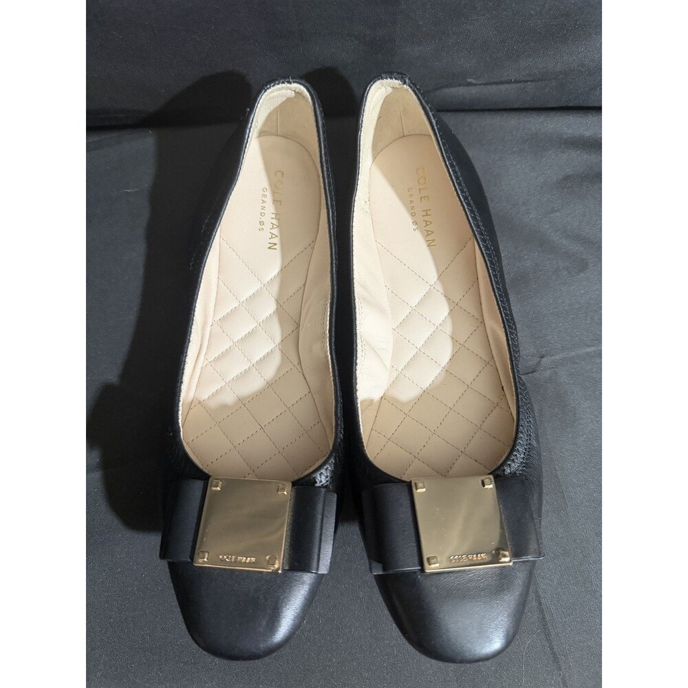 Cole Haan Women's Leather Ballet Flats Bow Comfort Slip On Shoes Minimalist 7.5B